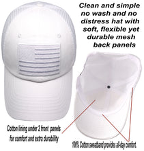 Load image into Gallery viewer, Antourage American Flag Hat for Men and Women | Classic Mesh Baseball Hat Cap with USA Flag + 2 Patriotic Patches - White