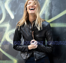 Load image into Gallery viewer, Mauritius Paradyse Black Fashion 100% Genuine Lambskin Leather Jacket For Women
