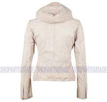 Load image into Gallery viewer, Mauritius Suse Hooded Fashion 100% Genuine Lambskin Leather Jacket For Women