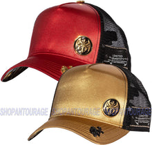 Load image into Gallery viewer, Red Monkey Sword Of St. Michael Satin RM1355 Limited Edition Trucker Hat Cap - Gold