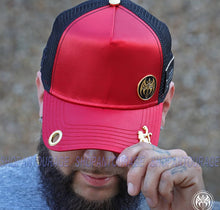 Load image into Gallery viewer, Red Monkey Sword Of St. Michael Satin RM1355 Limited Edition Trucker Hat Cap - Red