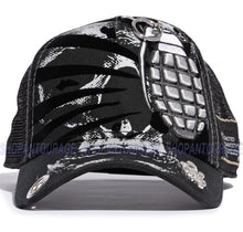 Load image into Gallery viewer, Red Monkey Grenade `22 Black RM1386 New Limited Unisex Trucker Snapback Hat Cap