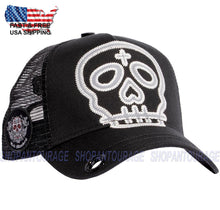 Load image into Gallery viewer, Red Monkey Street Skull Black RM1410 Limited Edition Fashion Unisex Mesh Trucker Snapback Hat Cap