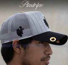 Load image into Gallery viewer, Red Monkey Logo Pinstripe Grey RM1430 New Limited Edition Unisex Trucker Hat Cap