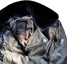 Load image into Gallery viewer, Mauritius Sallie 100% Genuine Lambskin Women`s Leather Jacket with Lamb Fur Collar