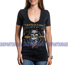Load image into Gallery viewer, Affliction Sturgis 2016 AW15780 Short Sleeve Graphic V-neck T-shirt for Women