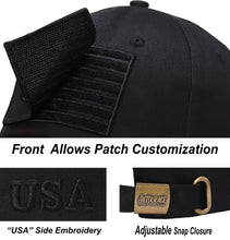 Load image into Gallery viewer, Antourage American Flag Classic Cotton Collection Hat - Wholesale: Black - 10 Units ($7.00 Ea.)