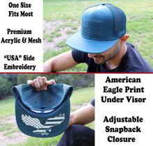 Load image into Gallery viewer, Antourage American Flag Flat Visor Constructed Mesh Snapback Hat + 2 Patriotic Patches - Teal