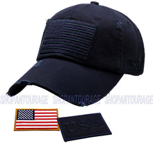 Load image into Gallery viewer, Antourage American Flag Hat for Men and Women | Vintage Baseball Tactical Hat Cap with USA Flag + 2 Patriotic Patches - Navy