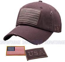 Load image into Gallery viewer, Antourage American Flag Hat for Men and Women | Vintage Baseball Tactical Hat Cap with USA Flag + 2 Patriotic Patches - Dr.Grey