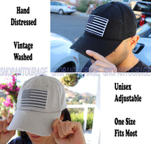 Load image into Gallery viewer, ANTOURAGE 2 PACK: American Flag Hat for Men And Women | Vintage Baseball Tactical Hat Cap With USA Flag + 4 Patches - Black/White + Lt.Grey