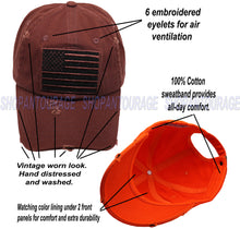 Load image into Gallery viewer, ANTOURAGE 2 PACK: American Flag Hat for Men And Women | Vintage Baseball Tactical Hat Cap With USA Flag + 4 Patches - Brown+Orange