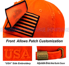 Load image into Gallery viewer, ANTOURAGE 2 PACK: American Flag Hat for Men And Women | Vintage Baseball Tactical Hat Cap With USA Flag + 4 Patches - Brown+Orange