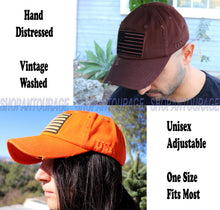 Load image into Gallery viewer, ANTOURAGE 2 PACK: American Flag Hat for Men And Women | Vintage Baseball Tactical Hat Cap With USA Flag + 4 Patches - Brown+Orange