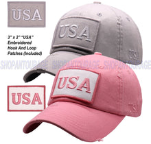 Load image into Gallery viewer, ANTOURAGE 2 PACK: American Flag Hat for Men And Women | Vintage Baseball Tactical Hat Cap With USA Flag + 4 Patches - Pink+Lt.Grey