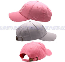 Load image into Gallery viewer, ANTOURAGE 2 PACK: American Flag Hat for Men And Women | Vintage Baseball Tactical Hat Cap With USA Flag + 4 Patches - Pink+Lt.Grey