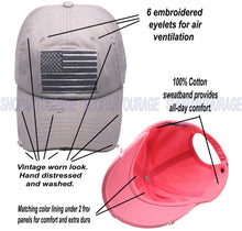 Load image into Gallery viewer, ANTOURAGE 2 PACK: American Flag Hat for Men And Women | Vintage Baseball Tactical Hat Cap With USA Flag + 4 Patches - Pink+Lt.Grey