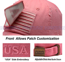 Load image into Gallery viewer, ANTOURAGE 2 PACK: American Flag Hat for Men And Women | Vintage Baseball Tactical Hat Cap With USA Flag + 4 Patches - Pink+Lt.Grey