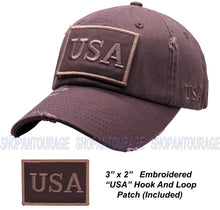 Load image into Gallery viewer, Antourage American Flag Distressed Cotton Collection Hat - Wholesale: Dark Grey - 10 Units ($8.00 Ea.)