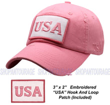 Load image into Gallery viewer, Antourage American Flag Hat for Men and Women | Vintage Baseball Tactical Hat Cap with USA Flag + 2 Patriotic Patches - Pink