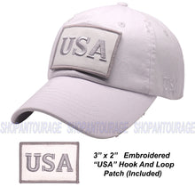 Load image into Gallery viewer, ANTOURAGE 2 PACK: American Flag Hat for Men And Women | Vintage Baseball Tactical Hat Cap With USA Flag + 4 Patches - Black + White