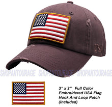 Load image into Gallery viewer, Antourage American Flag Distressed Cotton Collection Hat - Wholesale: Dark Grey - 10 Units ($8.00 Ea.)