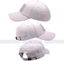 Load image into Gallery viewer, Antourage American Flag Hat for Men and Women | Vintage Baseball Tactical Hat Cap with USA Flag + 2 Patriotic Patches - White