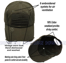 Load image into Gallery viewer, Antourage American Flag Hat for Men and Women | Vintage Baseball Tactical Hat Cap with USA Flag + 2 Patriotic Patches - Olive