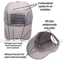 Load image into Gallery viewer, Antourage American Flag Hat for Men and Women | Vintage Baseball Tactical Hat Cap with USA Flag + 2 Patriotic Patches - Lt.Grey