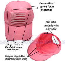 Load image into Gallery viewer, Antourage American Flag Distressed Cotton Collection Hat - Wholesale: Pink - 10 Units ($8.00 Ea.)