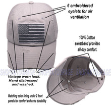 Load image into Gallery viewer, Antourage American Flag Distressed Cotton Collection Hat - Wholesale: Light Grey - 10 Units ($8.00 Ea.)