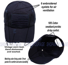 Load image into Gallery viewer, Antourage American Flag Hat for Men and Women | Vintage Baseball Tactical Hat Cap with USA Flag + 2 Patriotic Patches - Navy