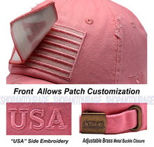 Load image into Gallery viewer, Antourage American Flag Distressed Cotton Collection Hat - Wholesale: Pink - 10 Units ($8.00 Ea.)