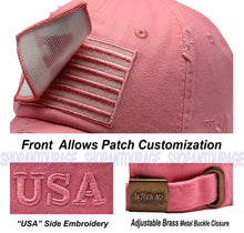 Load image into Gallery viewer, Antourage American Flag Hat for Men and Women | Vintage Baseball Tactical Hat Cap with USA Flag + 2 Patriotic Patches - Pink