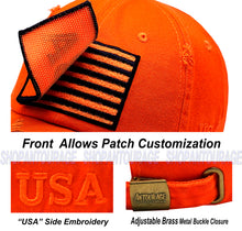 Load image into Gallery viewer, Antourage American Flag Distressed Cotton Collection Hat - Wholesale: Orange - 10 Units