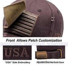 Load image into Gallery viewer, Antourage American Flag Hat for Men and Women | Vintage Baseball Tactical Hat Cap with USA Flag + 2 Patriotic Patches - Dr.Grey