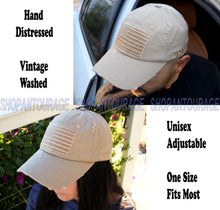 Load image into Gallery viewer, Antourage American Flag Distressed Cotton Collection Hat - Wholesale: Khaki - 10 Units ($8.00 Ea.)