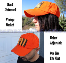 Load image into Gallery viewer, Antourage American Flag Distressed Cotton Collection Hat - Wholesale: Orange - 10 Units