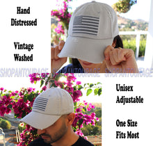Load image into Gallery viewer, Antourage American Flag Distressed Cotton Collection Hat - Wholesale: Light Grey - 10 Units ($8.00 Ea.)