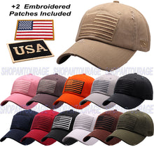 Load image into Gallery viewer, Antourage American Flag Hat for Men and Women | Vintage Baseball Tactical Hat Cap with USA Flag + 2 Patriotic Patches - Black