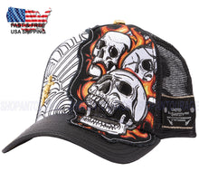 Load image into Gallery viewer, Red Monkey Fire Skull Black RM1476 New Limited Edition Unisex Trucker Hat Cap
