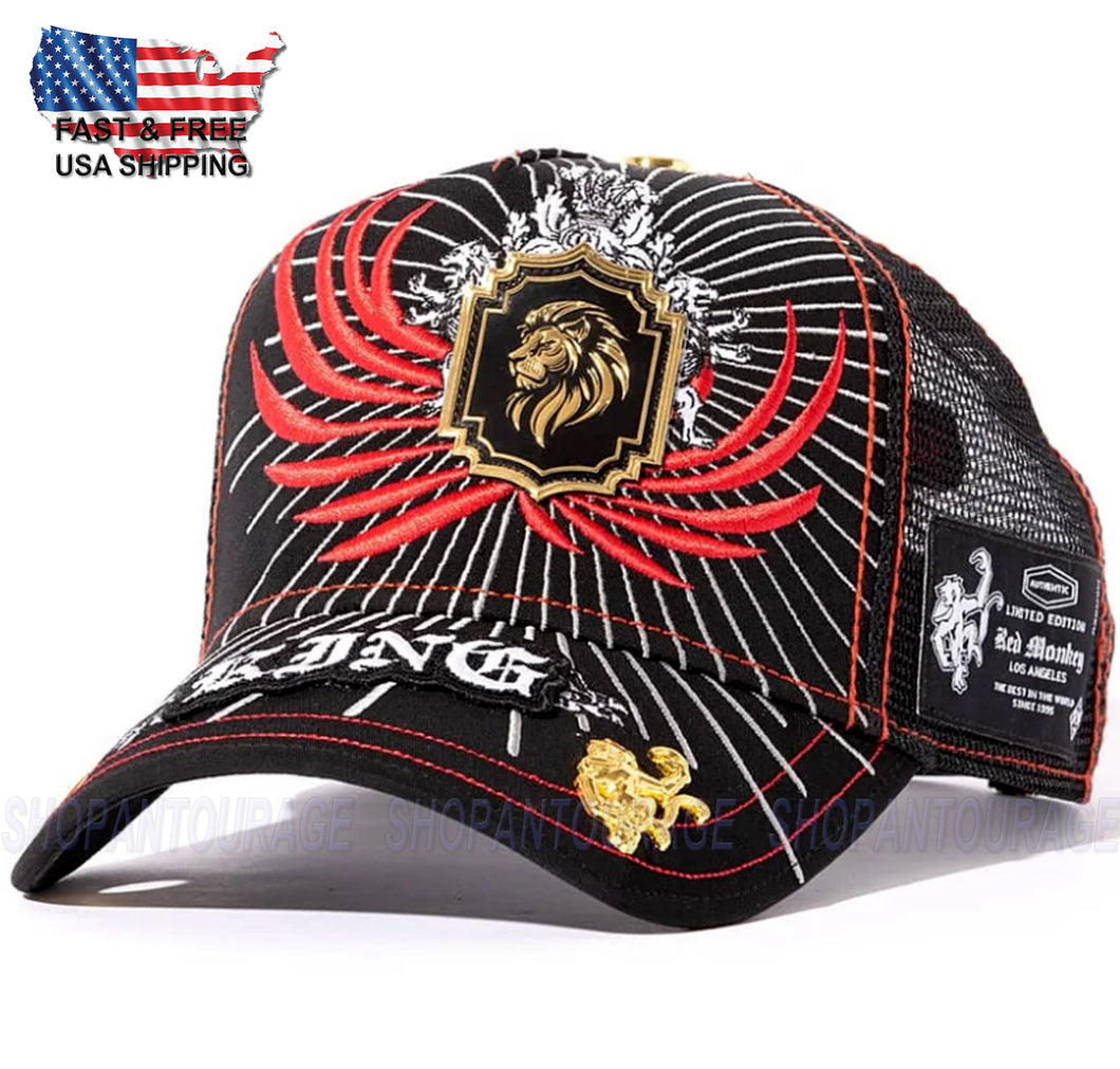 Red Monkey Lion King Black RM1492 New Limited Edition Unisex Trucker Hat Cap