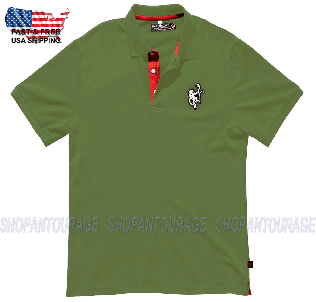 Red Monkey Classico Olive Polo RMP001 New Short Sleeve Polo T-shirt For Men