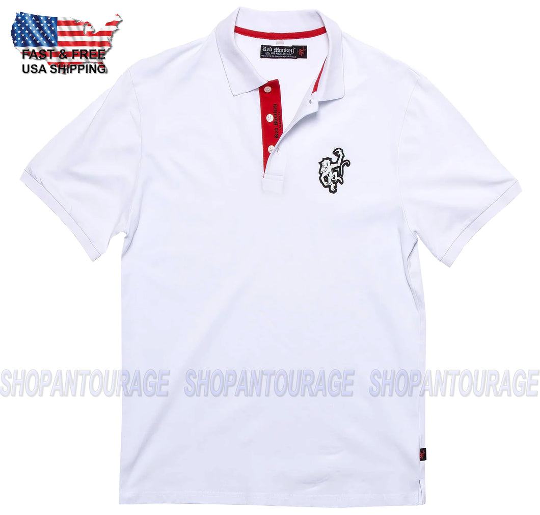 Red Monkey Classico White Polo RMP001 New Short Sleeve Polo T-shirt For Men