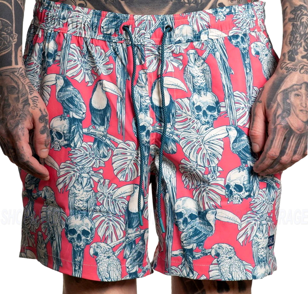 Sullen Art Collective Birds Of Paradise E-Waist SCM6336 Graphic Board Shorts for Men