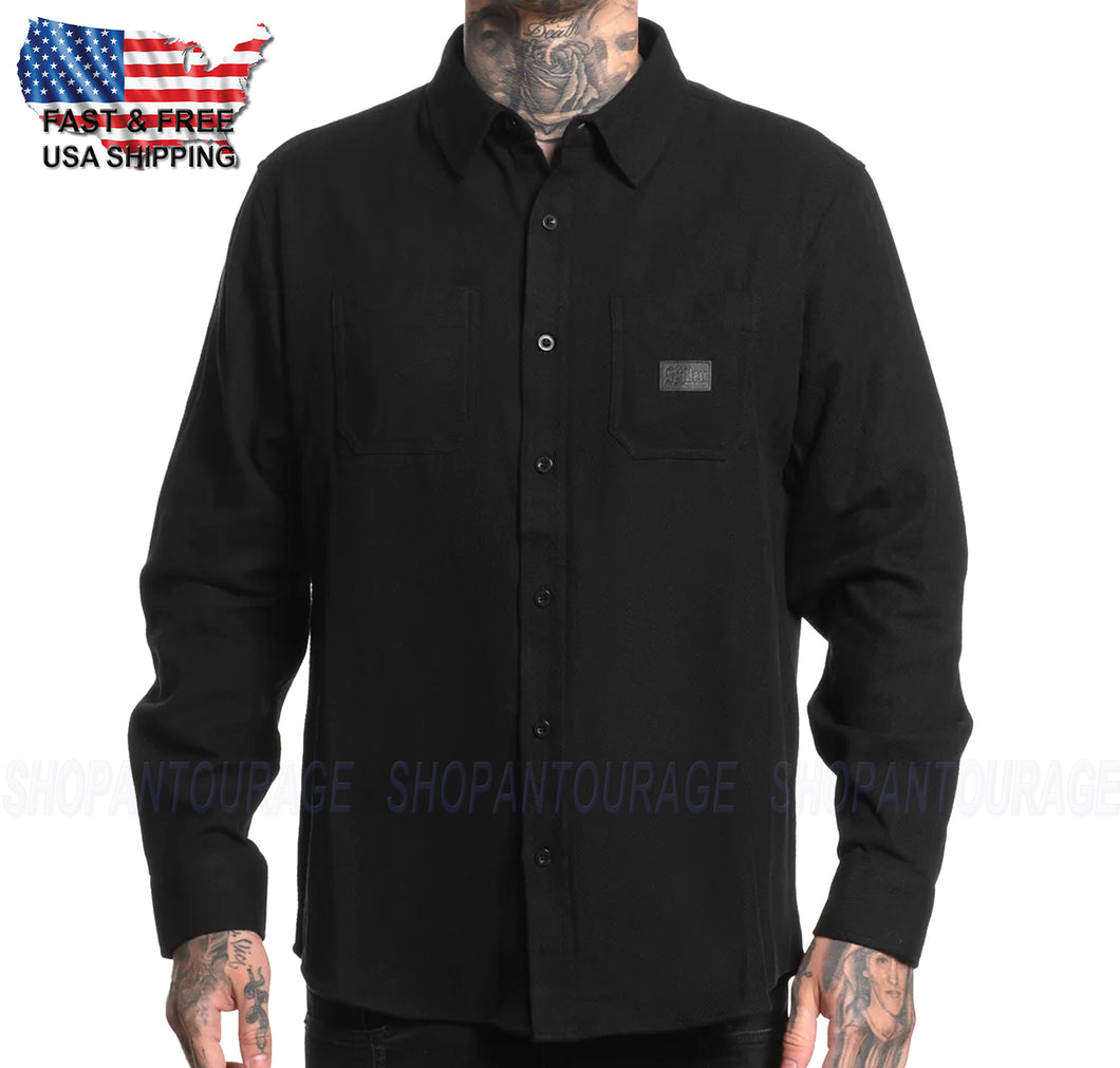 Sullen Art Collective Blaq SCM6722 New Long Sleeve Button Up Flannel Men`s Shirt