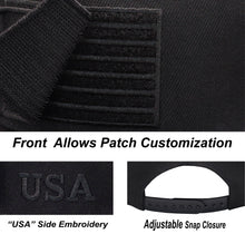 Load image into Gallery viewer, Antourage American Flag Flat Visor Constructed Snapback Hat + 2 Patriotic Patches - Black
