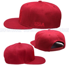 Load image into Gallery viewer, Antourage American Flag Flat Visor Constructed Snapback Hat + 2 Patriotic Patches - Burgundy
