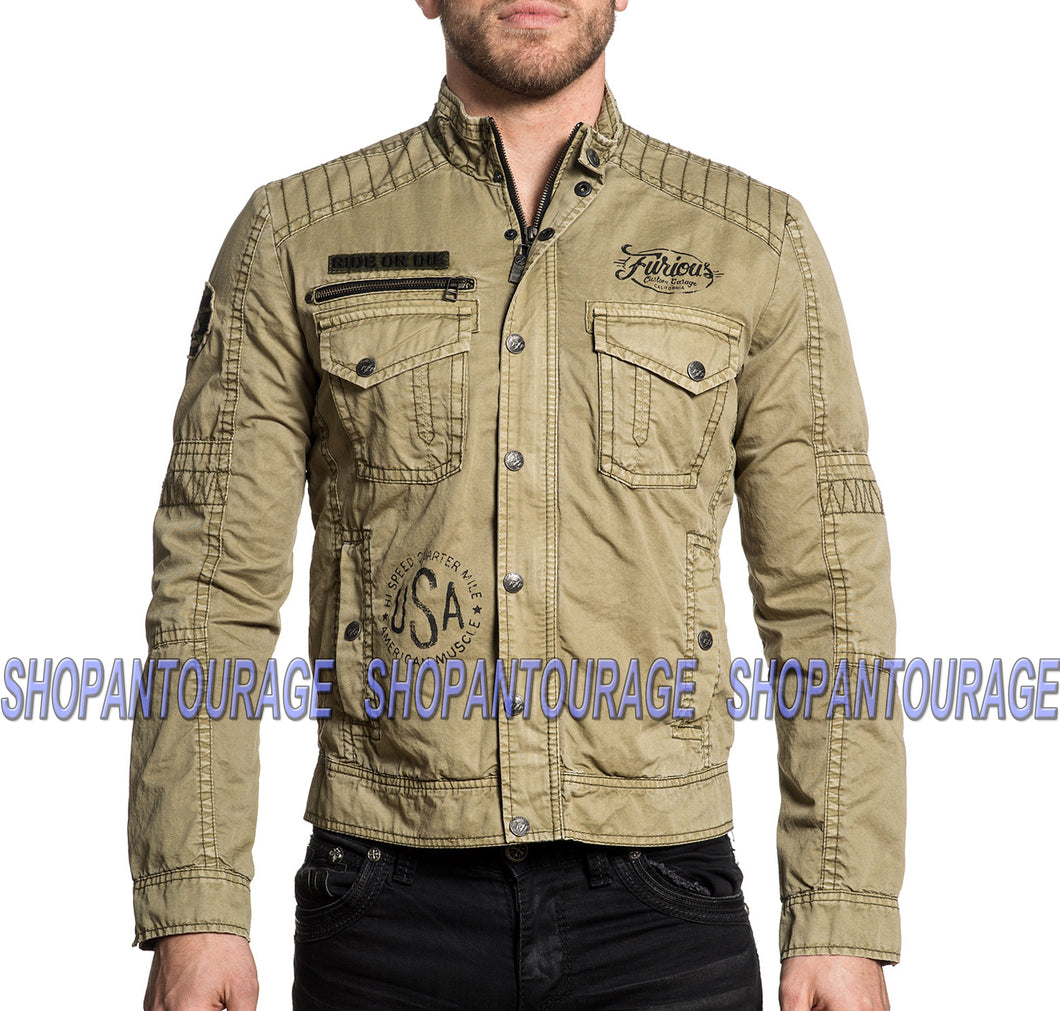 Affliction Camaro 610OW017 New Long Sleeve Moto Graphic Zip Jacket For Men