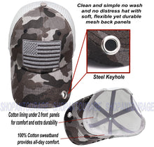 Load image into Gallery viewer, Antourage American Flag Classic Mesh Keyhole Hat Collection - Wholesale: Black Camo 10 Units  / $7.00 Each
